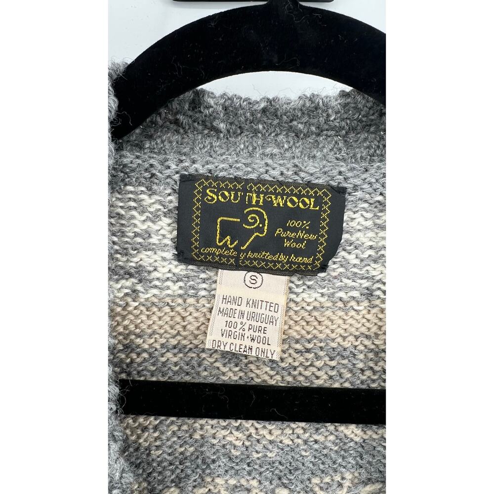 South Wool | Uruguay Handknit 100% Wool Cardigan Grandmacore Sweater S - Picture 3 of 10
